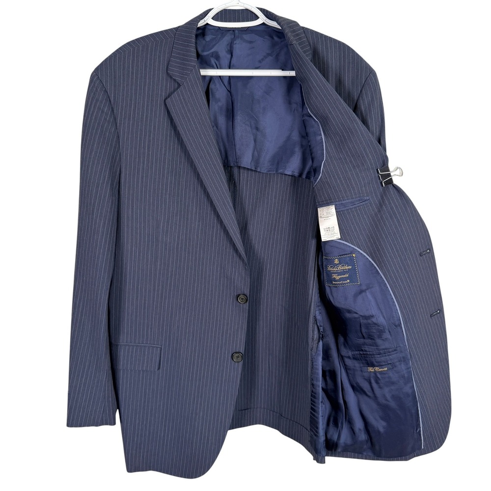 Brooks Brothers Brookscool Fitzgerald Blazer Mens 46R Blue Pinstripe Full Canvas